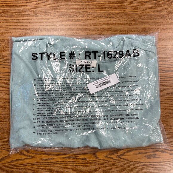 Zenana High Low Hem Short Sleeve V-Neck Top - Sage Green - Size L - NWT - Picture 5 of 5